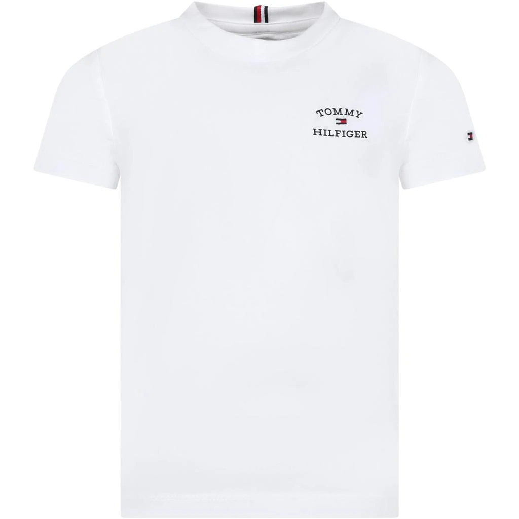 商品Tommy Hilfiger|White T-shirt For Boy With Logo,价格¥514,第1张图片