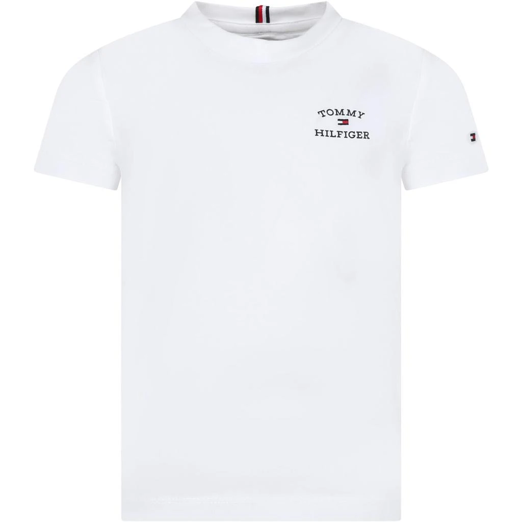 商品Tommy Hilfiger|White T-shirt For Boy With Logo,价格¥551,第1张图片