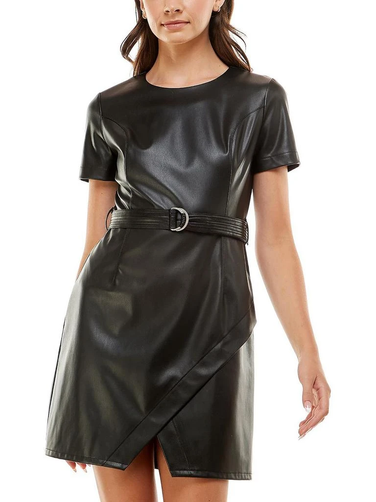 商品Planet Gold|Juniors Womens Faux Leather Short Mini Dress,价格¥174,第1张图片