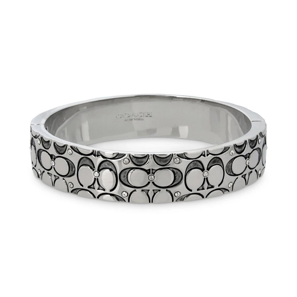 商品Coach|Silver-Tone Crystal Quilted C Bangle Bracelet,价格¥1092,第1张图片