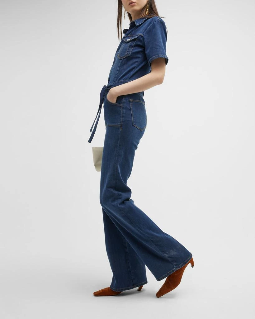 Flare De Francoise Button-Front Denim Jumpsuit 商品