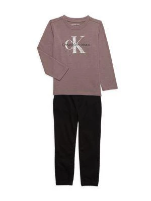 商品Calvin Klein|Little Boy’s 2-Piece Logo Tee & Pants Set,价格¥221,第1张图片