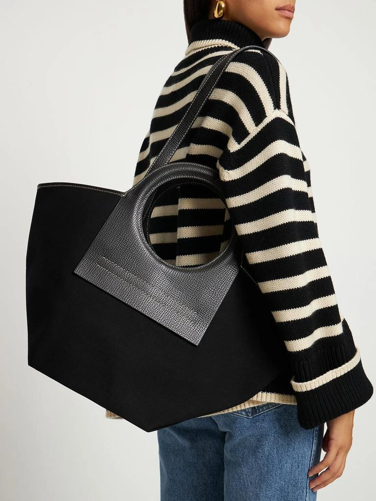商品Hereu|Cala S Canvas & Grain Leather Tote Bag,价格¥1864,第1张图片详细描述