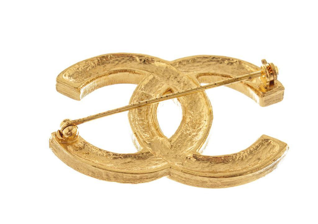 商品[二手商品] Chanel|Chanel Vintage Gold-tone Metal CC Rhinestone Brooch,价格¥10926,第4张图片详细描述