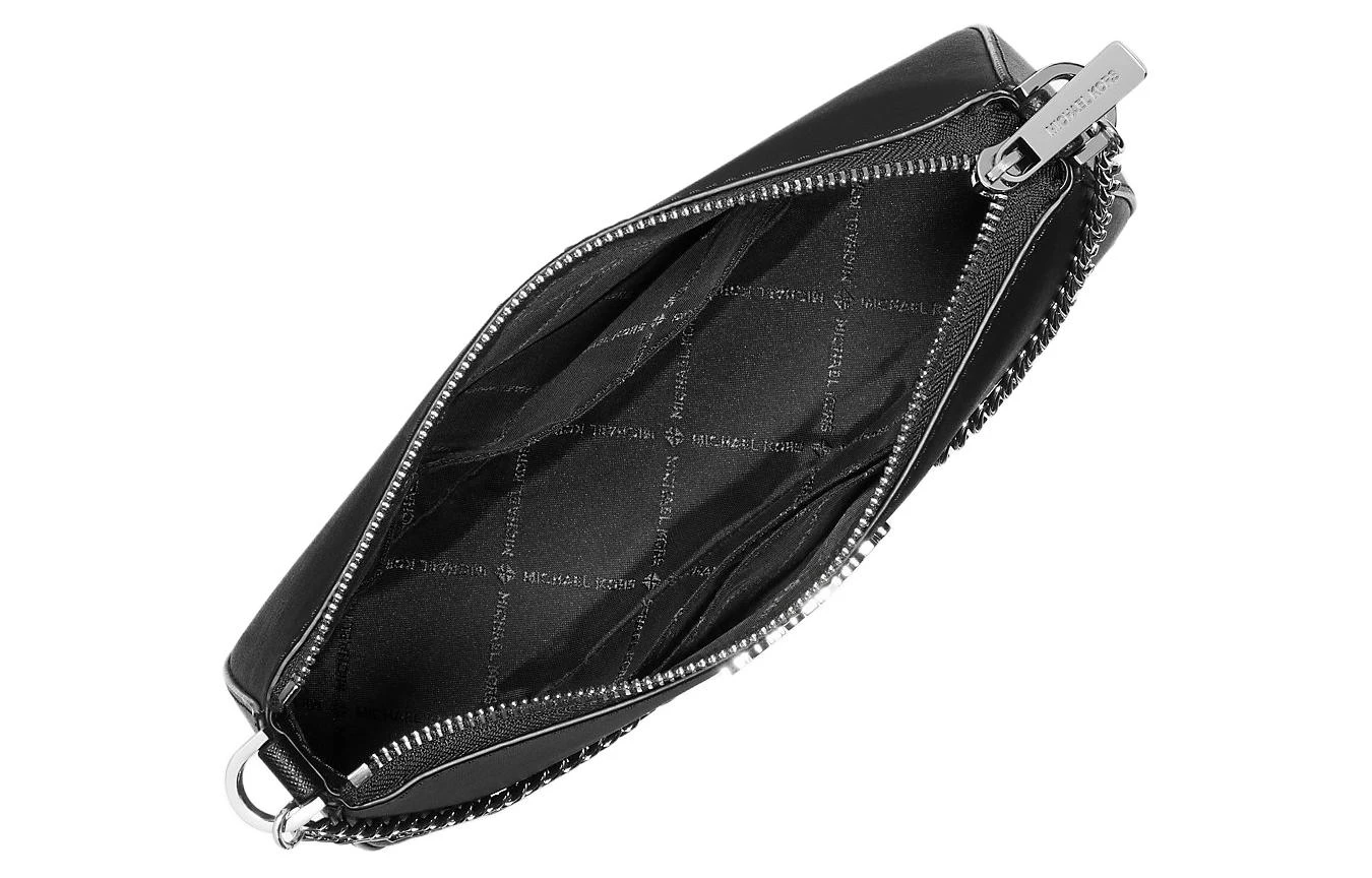 商品[国内直发] Michael Kors|迈克高仕 MK Jet Set 银色五金配件拉链开合 Saffiano皮革 手提单肩斜挎包 中号 女款 黑色,价格¥830,第3张图片详细描述