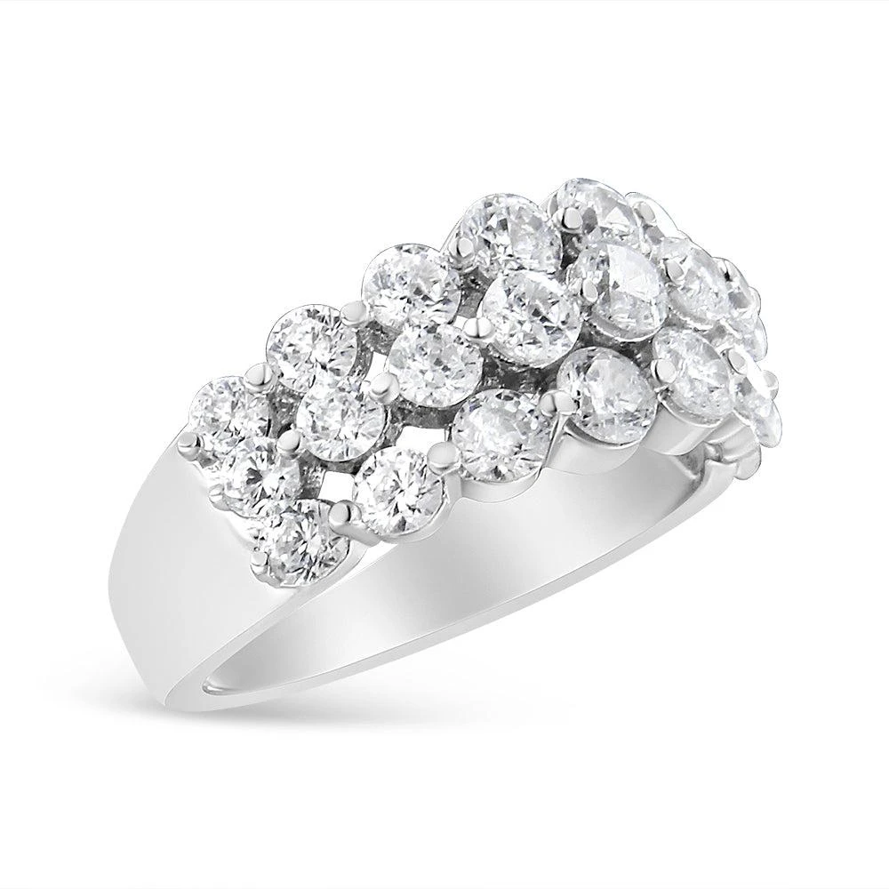 商品Haus of Brilliance|10K White Gold 2 1/2 Cttw Round Natural Diamond 3 Row Band Ring,价格¥28870,第3张图片详细描述