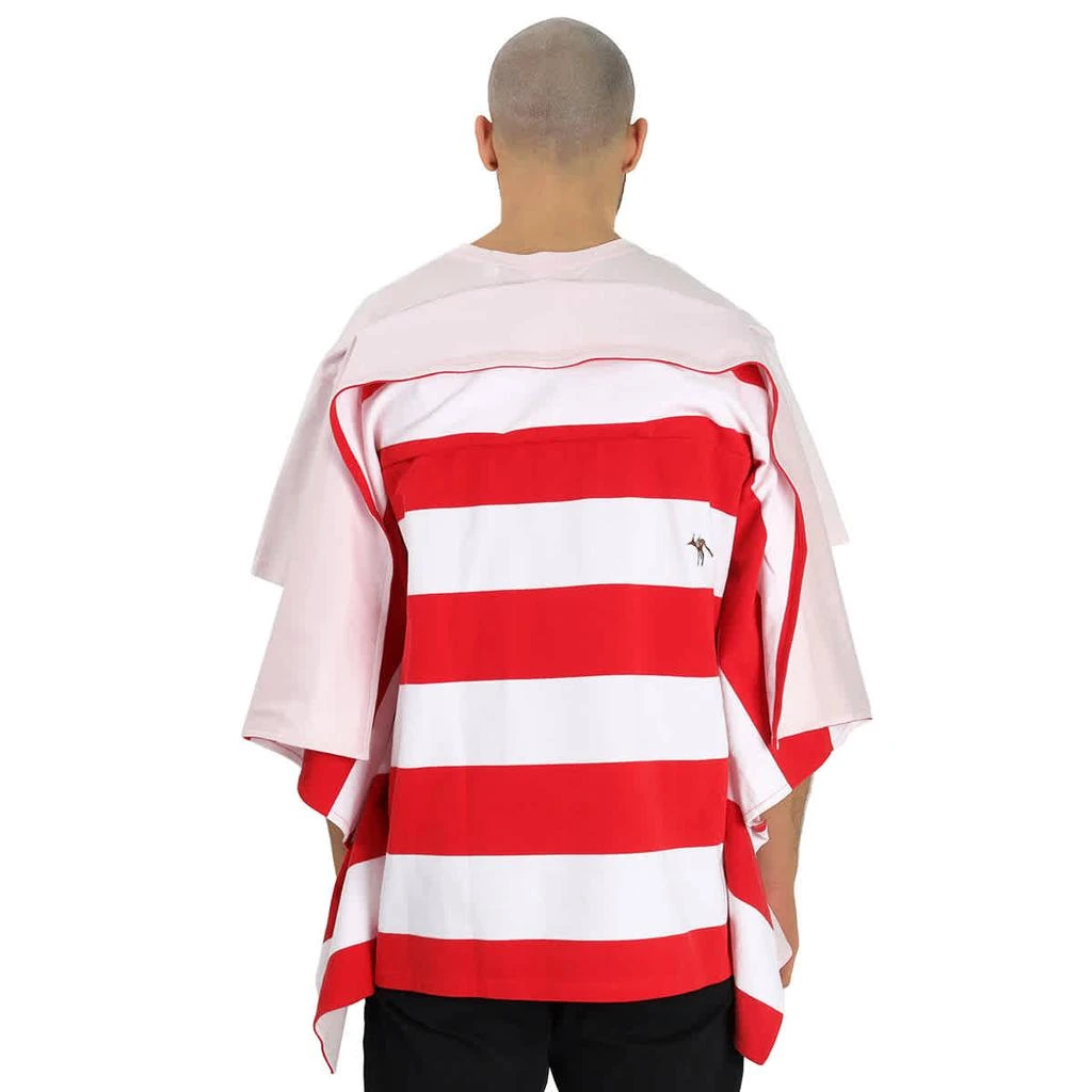 商品Burberry|Men's Pale Pink Striped Cape Detail Cotton Oversized T-shirt,价格¥1402-¥3305,第3张图片详细描述
