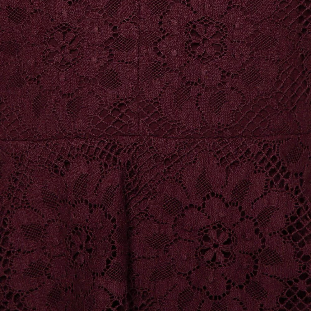 商品[二手商品] Burberry|Burberry Burgundy Lace Peplum Detail Sleeveless Dress S,价格¥1307,第4张图片详细描述
