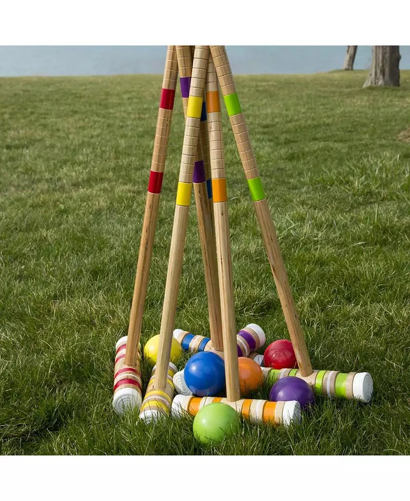 商品Trademark Global|Hey Play Croquet Set - Wooden Outdoor Deluxe Sports Set With Carrying Case - Fun Vintage Backyard Lawn Recreation Game For Kids Or Adults, 6 Players,价格¥599,第3张图片详细描述