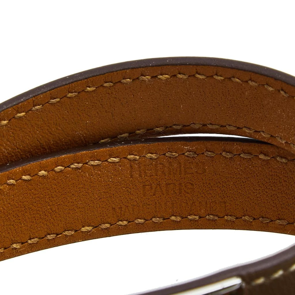 Hermès Taupe Leather Palladium Plated Kelly Double Tour Bracelet M 商品