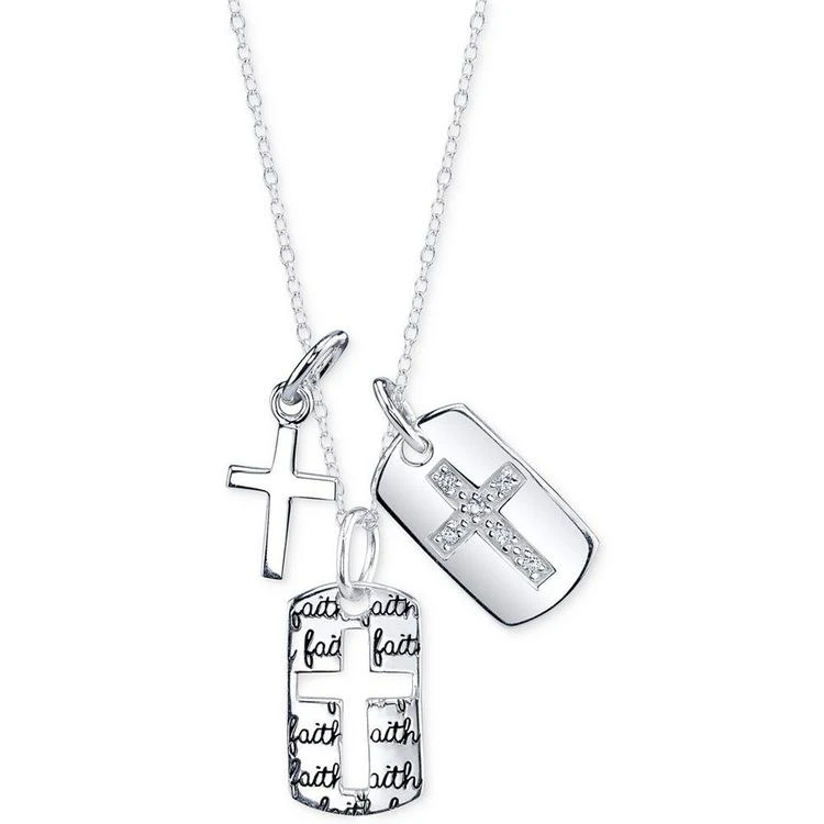 商品Unwritten|Cubic Zirconia Three Cross Pendant Necklace in Sterling Silver,价格¥225,第1张图片