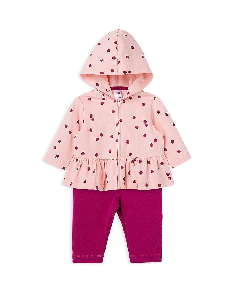 Girls' Dot Print Hoodie, Striped Bodysuit & Solid Pants Set - Baby商品第4张图片规格展示