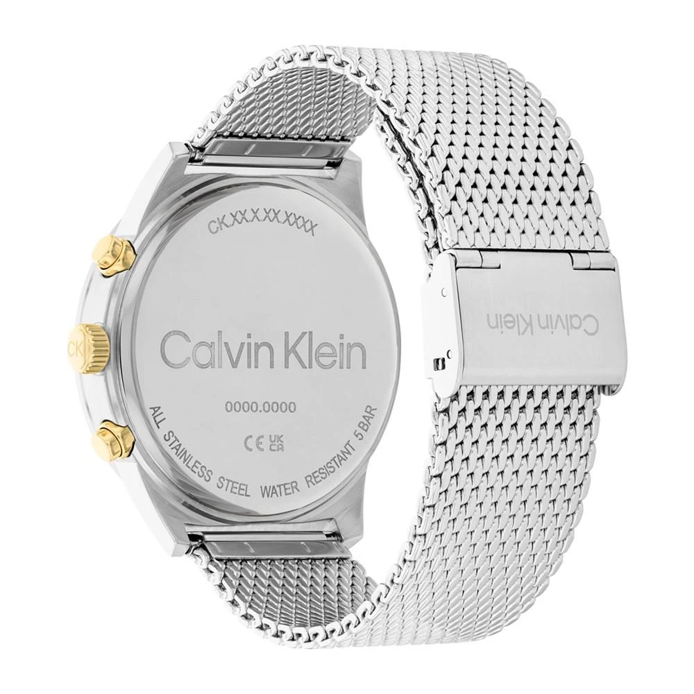 商品Calvin Klein|Men's Silver-Tone Stainless Steel Mesh Bracelet Watch 44mm,价格¥1205,第3张图片详细描述
