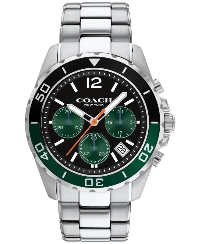 商品Coach|Coach Kent Black & Green Chronograph Dial Steel Men's Watch 14602557,价格¥1119,第1张图片