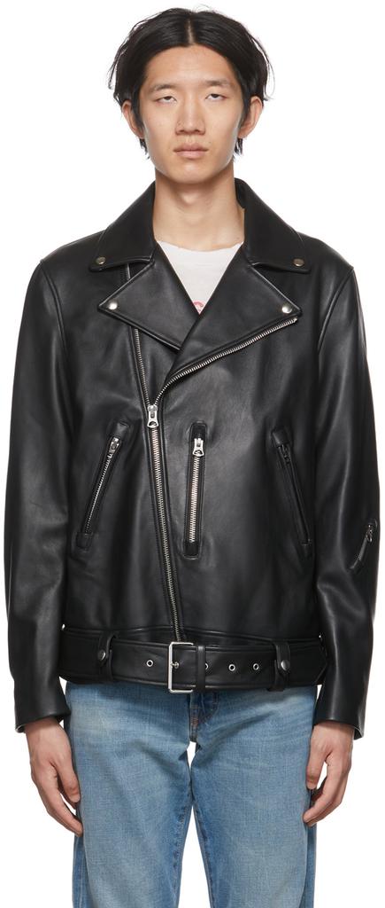 Black Zip Leather Jacket商品第1张图片规格展示