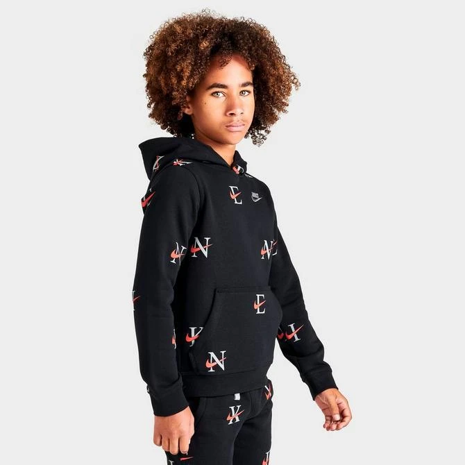 商品NIKE|Boys' Nike Sportswear Club Monogram Allover Print Pullover Hoodie,价格¥297,第3张图片详细描述