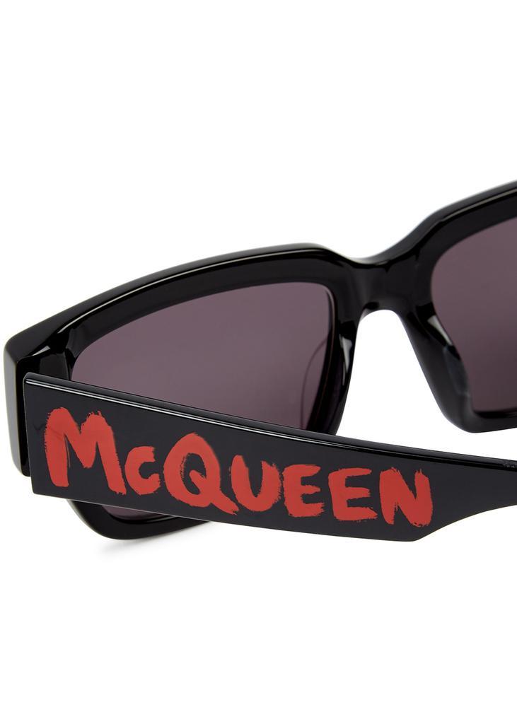 商品Alexander McQueen|Black rectangle-frame sunglasses,价格¥1790,第5张图片详细描述