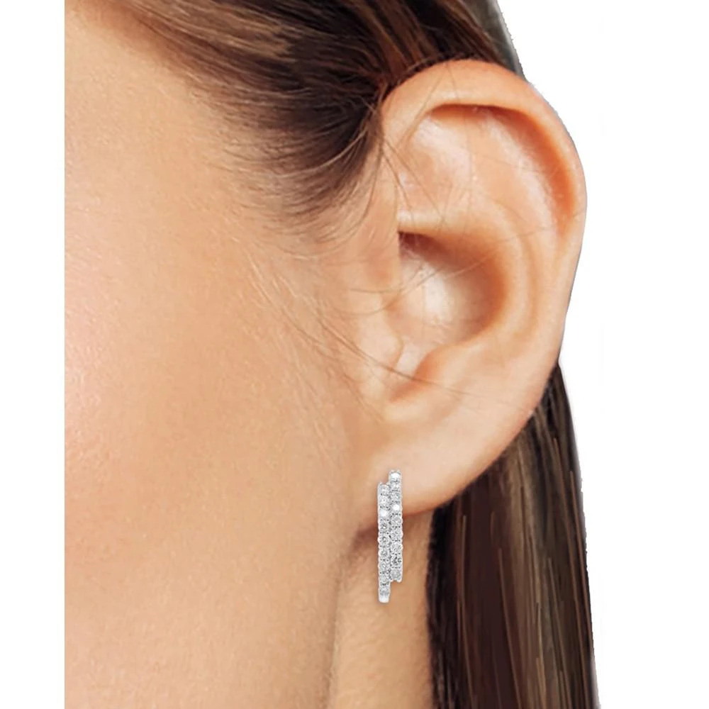 商品Forever Grown Diamonds|Lab-Created Diamond Asymmetric Two Row Hoop Earrings (1/2 ct. t.w.) in Sterling Silver,价格¥2374,第2张图片详细描述