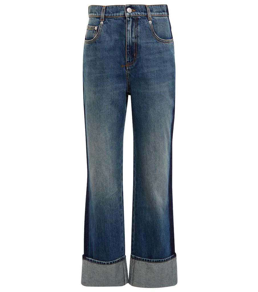 High-waist straight-leg cropped jeans商品第1张图片规格展示