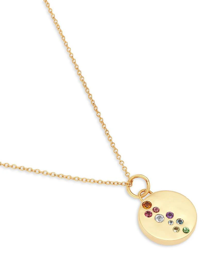 Multicolor Gemstone Disc Pendant Necklace in 14K Yellow Gold 商品