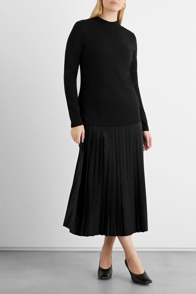 Ava jersey-paneled pleated twill midi dress商品第4张图片规格展示