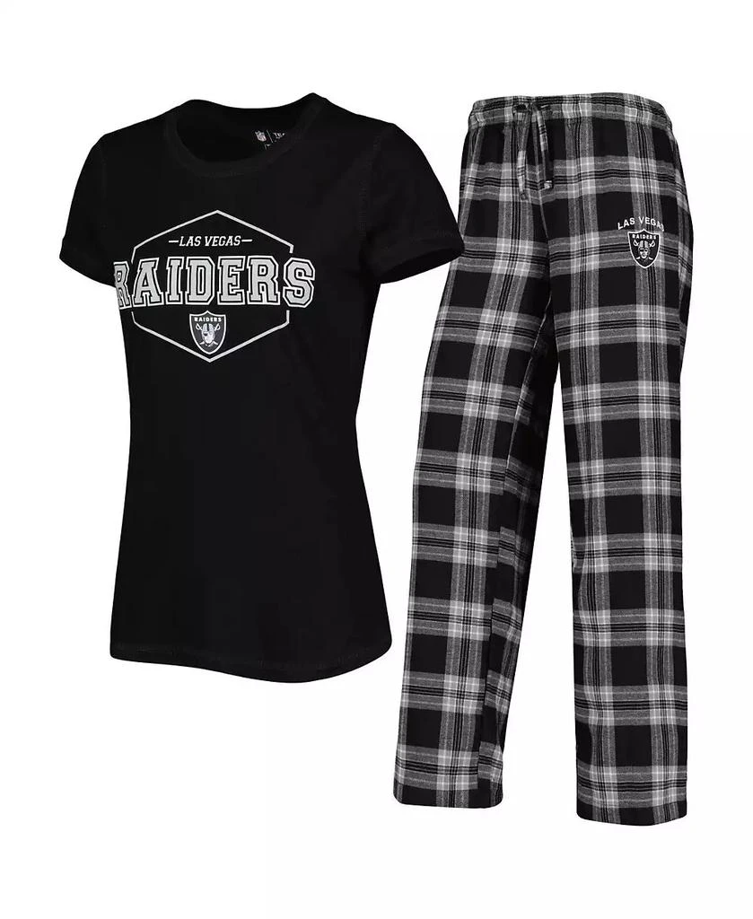 商品Concepts Sport|Women's Black, Gray Las Vegas Raiders Plus Size Badge T-shirt and Pants Sleep Set,价格¥449,第1张图片
