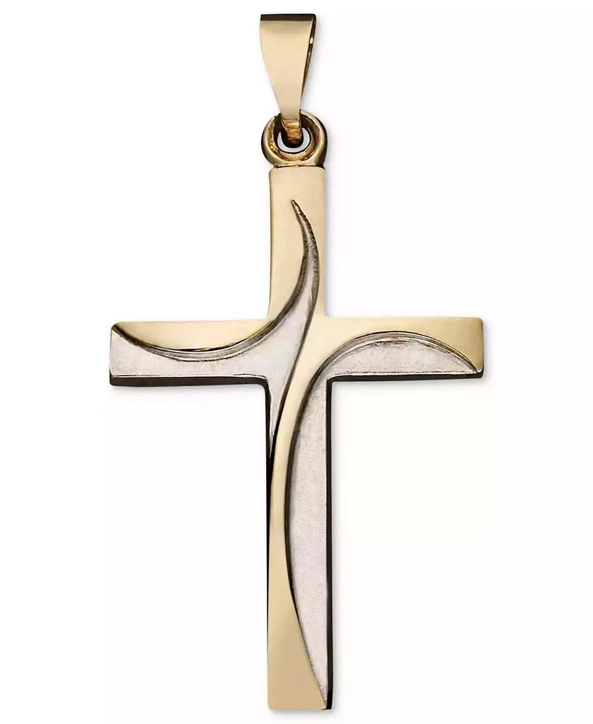 商品Macy's|Swirl Cross Pendant in 14k Yellow and White Gold,价格¥655,第1张图片