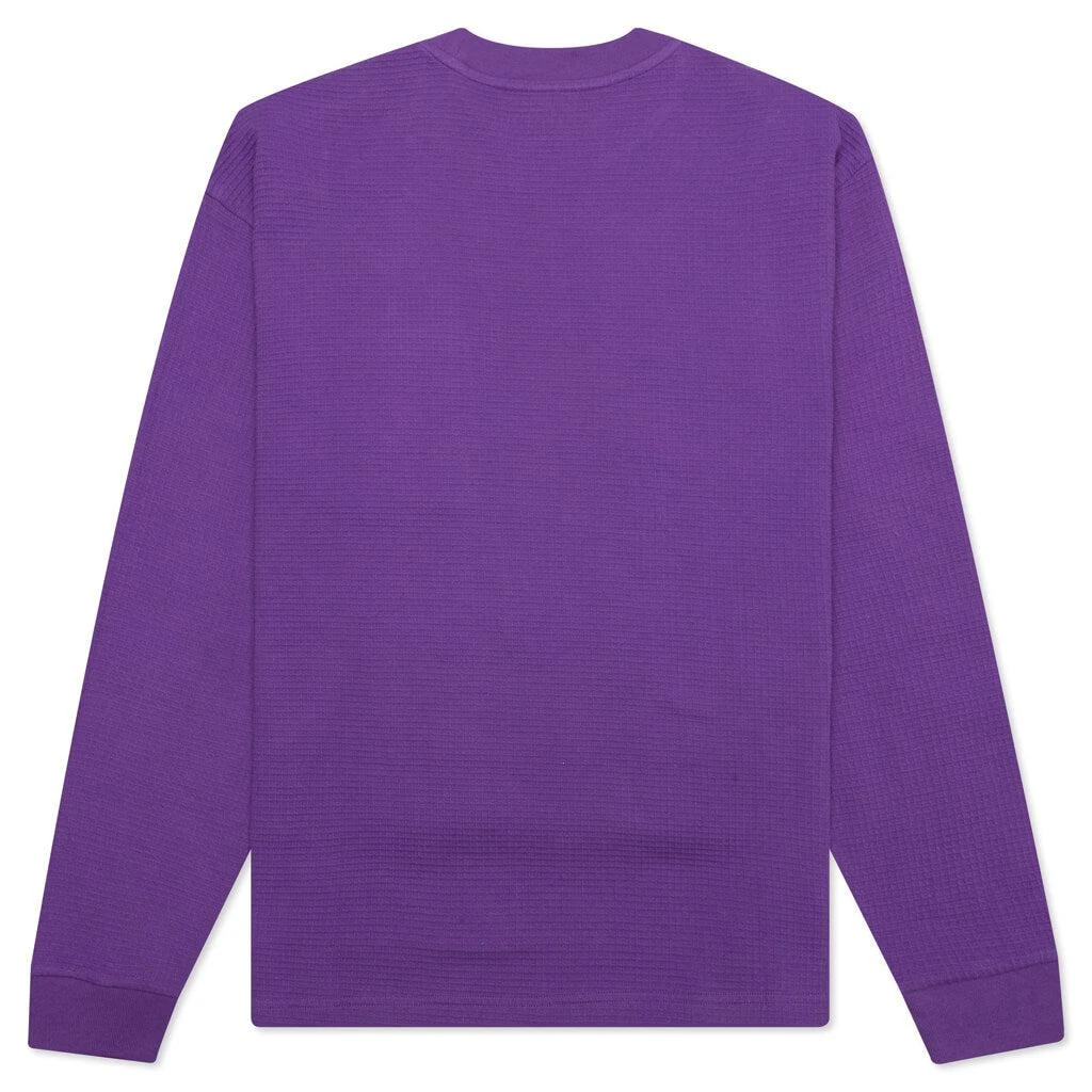 商品Brain Dead|Brain Dead Core Mock Neck Waffle Long Sleeve - Purple,价格¥358,第2张图片详细描述