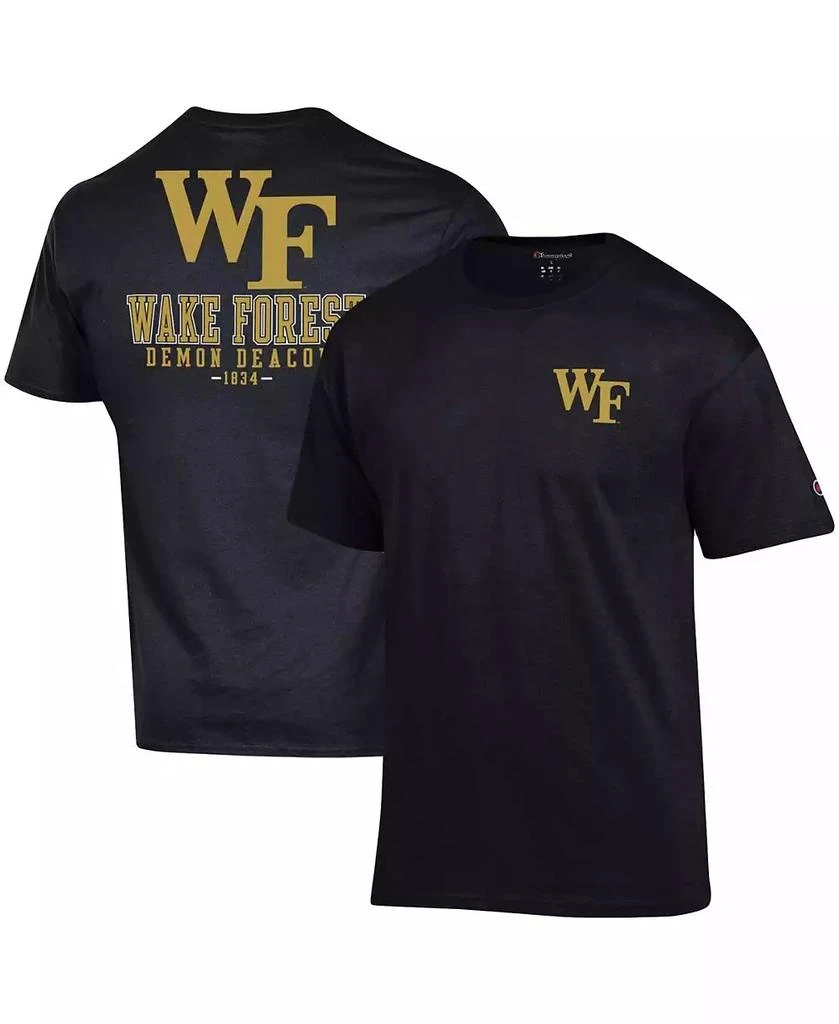 商品CHAMPION|Men's Black Wake Forest Demon Deacons Stack 2-Hit T-shirt,价格¥262,第1张图片