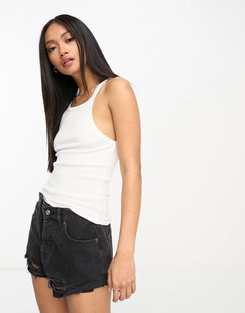 商品ASOS|ASOS DESIGN skinny strap vest in white,价格¥64,第1张图片