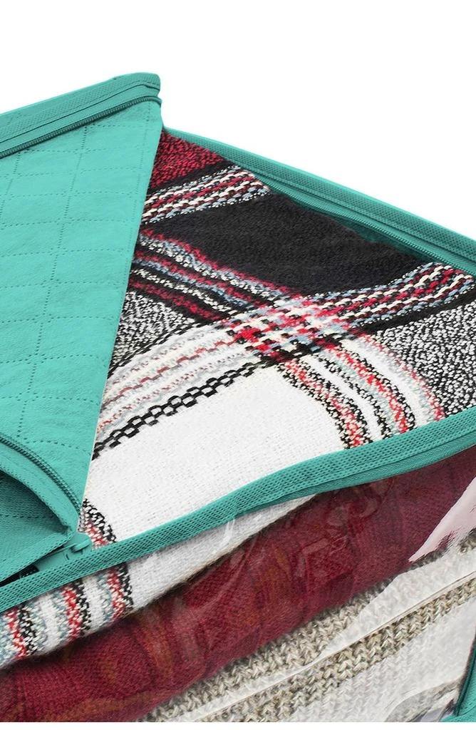 商品SORBUS|Foldable  Large Clear Window & Carry Handles Storage Bag Organizer - Pack of 3 - Teal,价格¥247,第2张图片详细描述