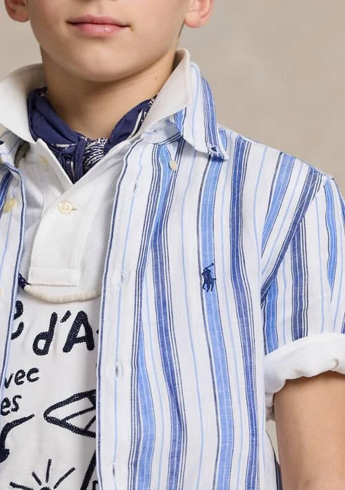 商品Ralph Lauren|Lauren Childrenswear Boys 8 20 Linen Short Sleeve Shirt,价格¥209,第3张图片详细描述