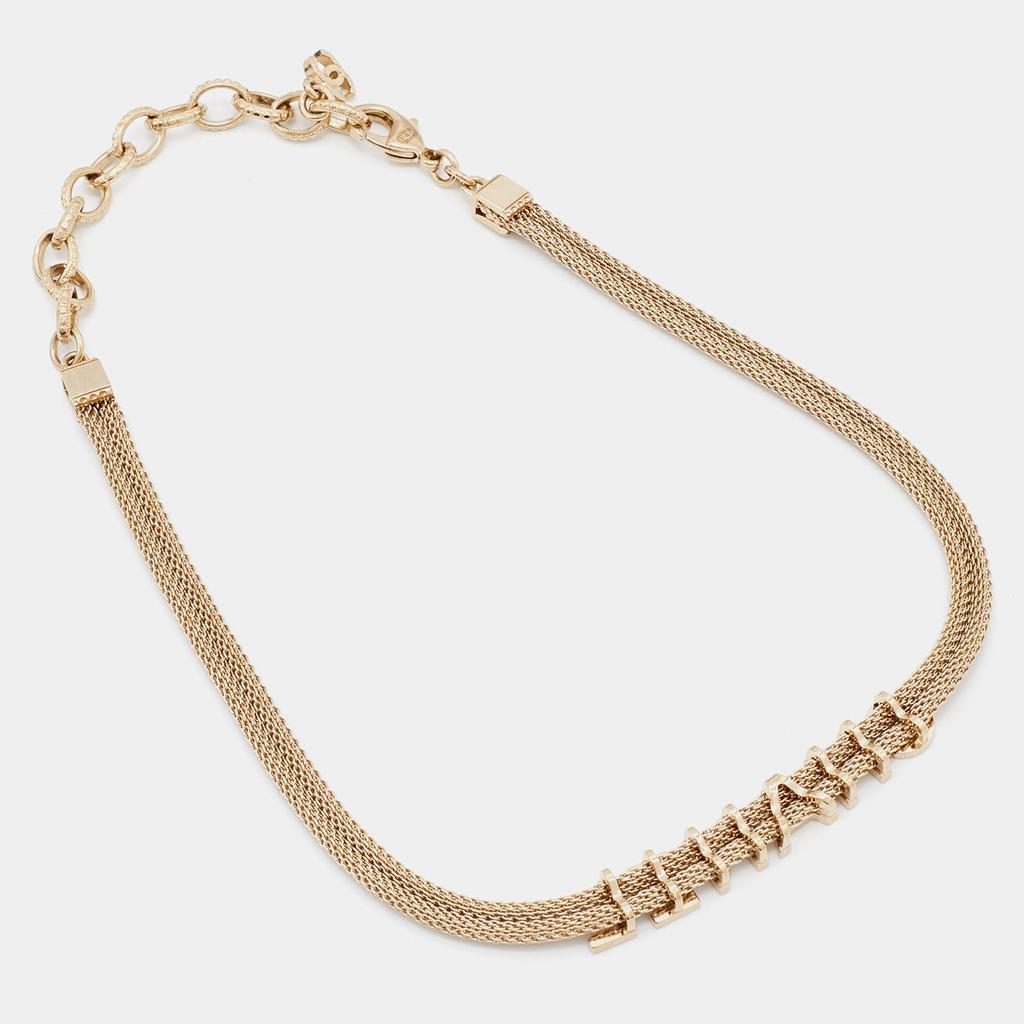 商品Chanel|Chanel Gold Tone Logo Mesh Choker Necklace,价格¥7119,第4张图片详细描述