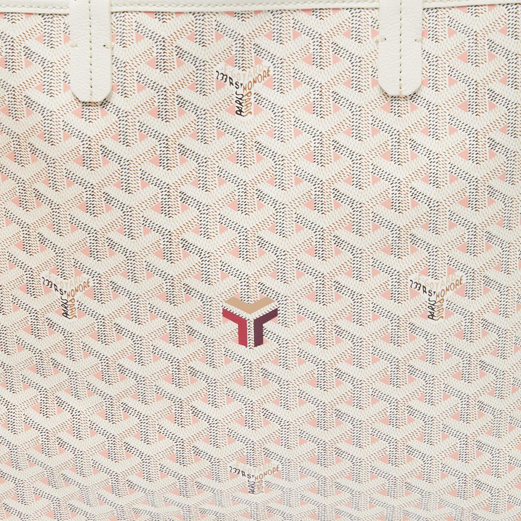 商品Goyard|Goyard White/Pink Goyardine Coated Canvas and Leather Saint Louise Claire Voie PM Tote,价格¥33181,第7张图片详细描述