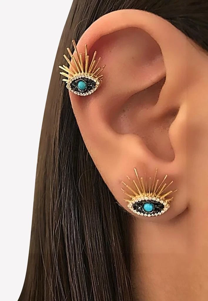 商品Falamank|Sweet Collection Earrings in 18-karat Yellow Gold, Black and White Diamonds,价格¥11741,第2张图片详细描述
