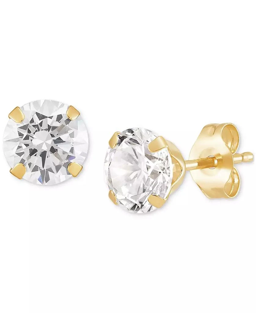 商品Macy's|Cubic Zirconia Round Stud Earrings Set in 14k White Gold (3/8-1-3/4 ct. t.w.),价格¥748,第5张图片详细描述