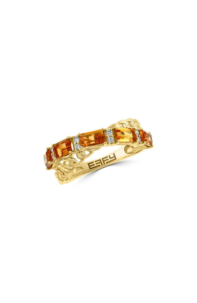 商品Effy|14K Gold Diamond & Citrine Double Band Ring,价格¥5548,第1张图片