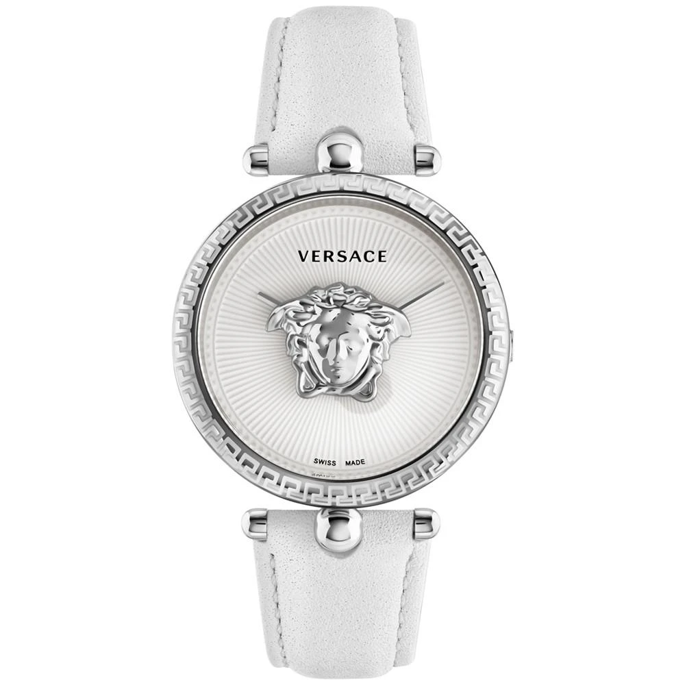 商品Versace|Women's Swiss Palazzo Empire White Leather Strap Watch 39mm,价格¥9688,第1张图片