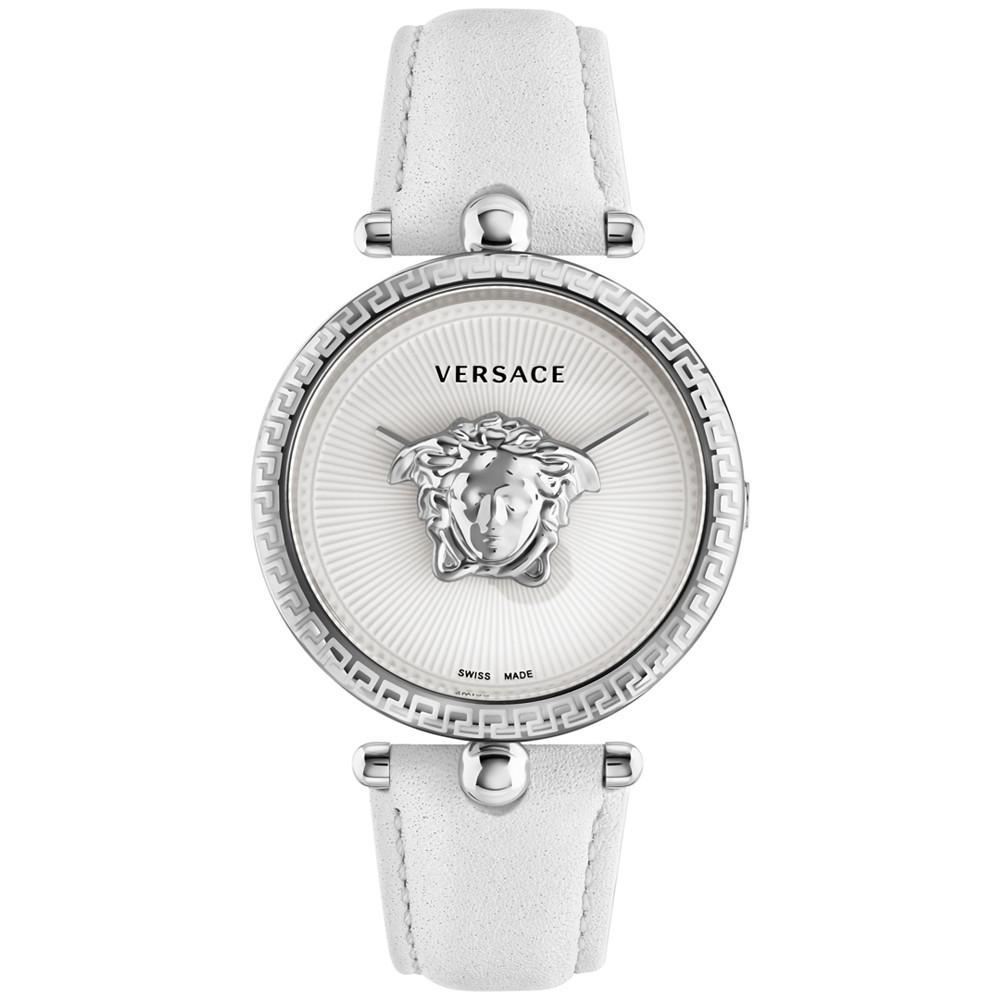 商品Versace|Women's Swiss Palazzo Empire White Leather Strap Watch 39mm,价格¥9551,第1张图片