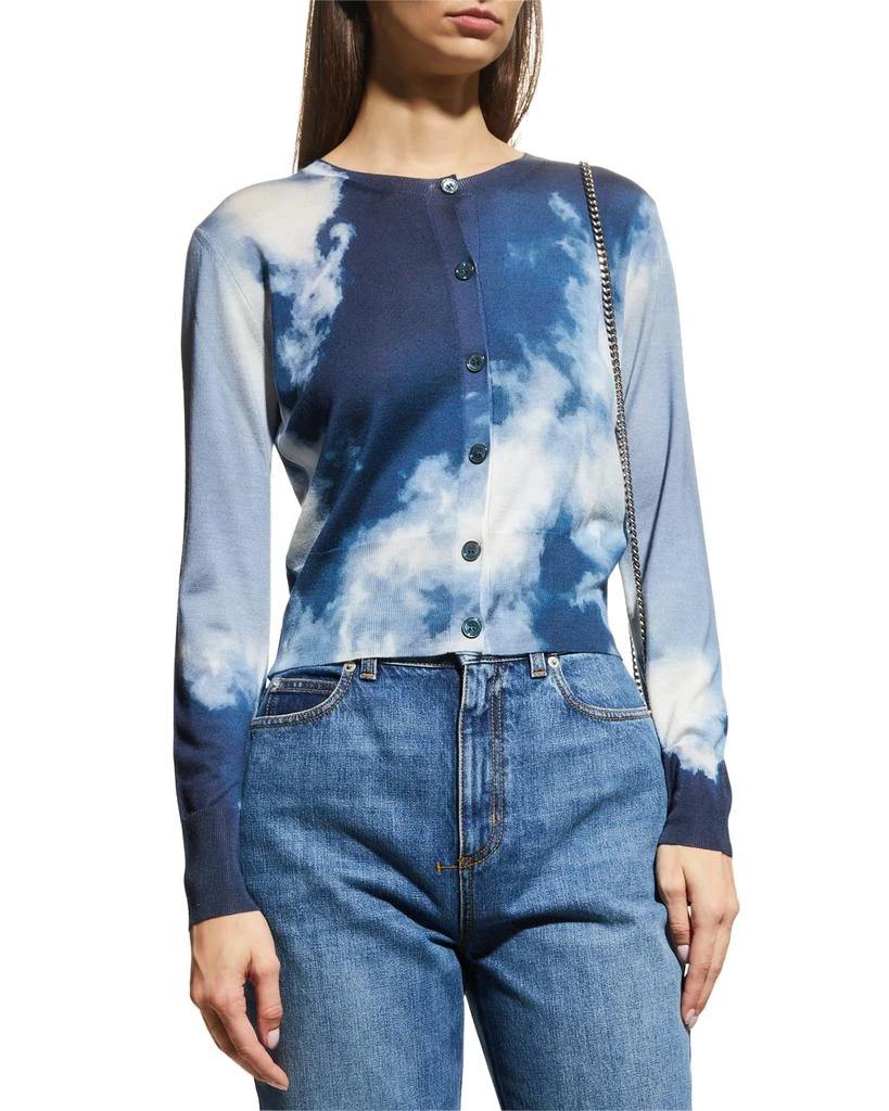 商品Alexander McQueen|Cloud Print Wool-Silk Crop Cardigan,价格¥2613,第1张图片