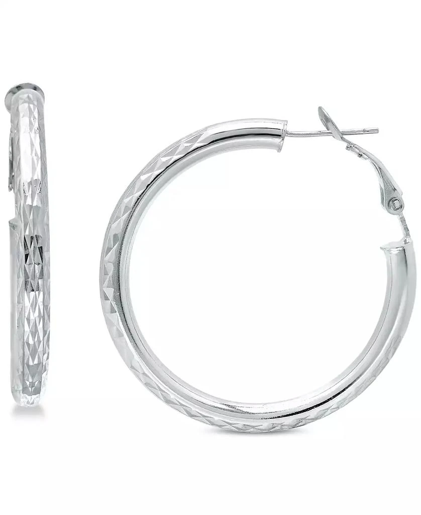 商品Giani Bernini|Medium Patterned Hoop Earrings in Sterling Silver, 40mm, Created for Macy's,价格¥1043,第1张图片