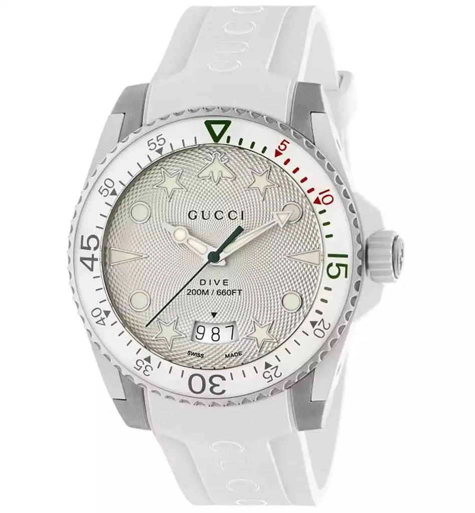 商品Gucci|Men's Swiss Dive White Rubber Strap Watch 40mm,价格¥10851,第2张图片详细描述