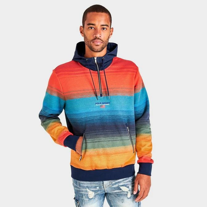 商品Ralph Lauren|Men's Polo Ralph Lauren Polo Sport Ombré Striped Fleece Hoodie,价格¥563,第1张图片