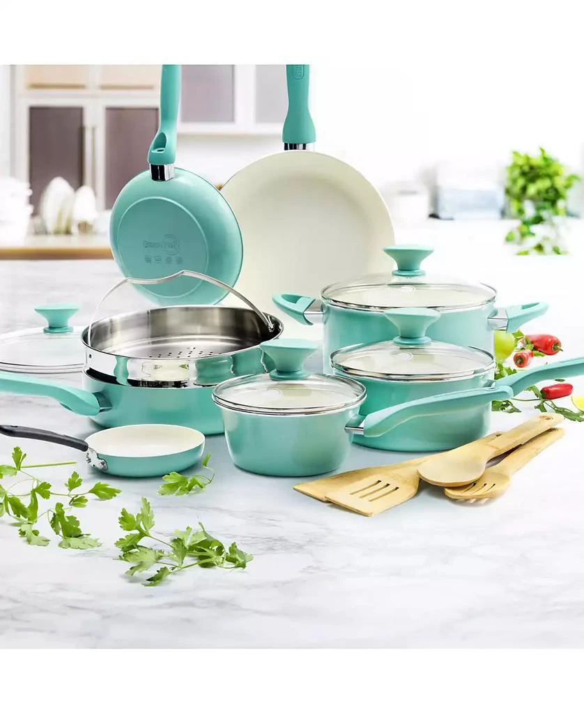 商品Greenpan|Rio Ceramic Nonstick Cookware Set, 16 Piece,价格¥1390,第2张图片详细描述