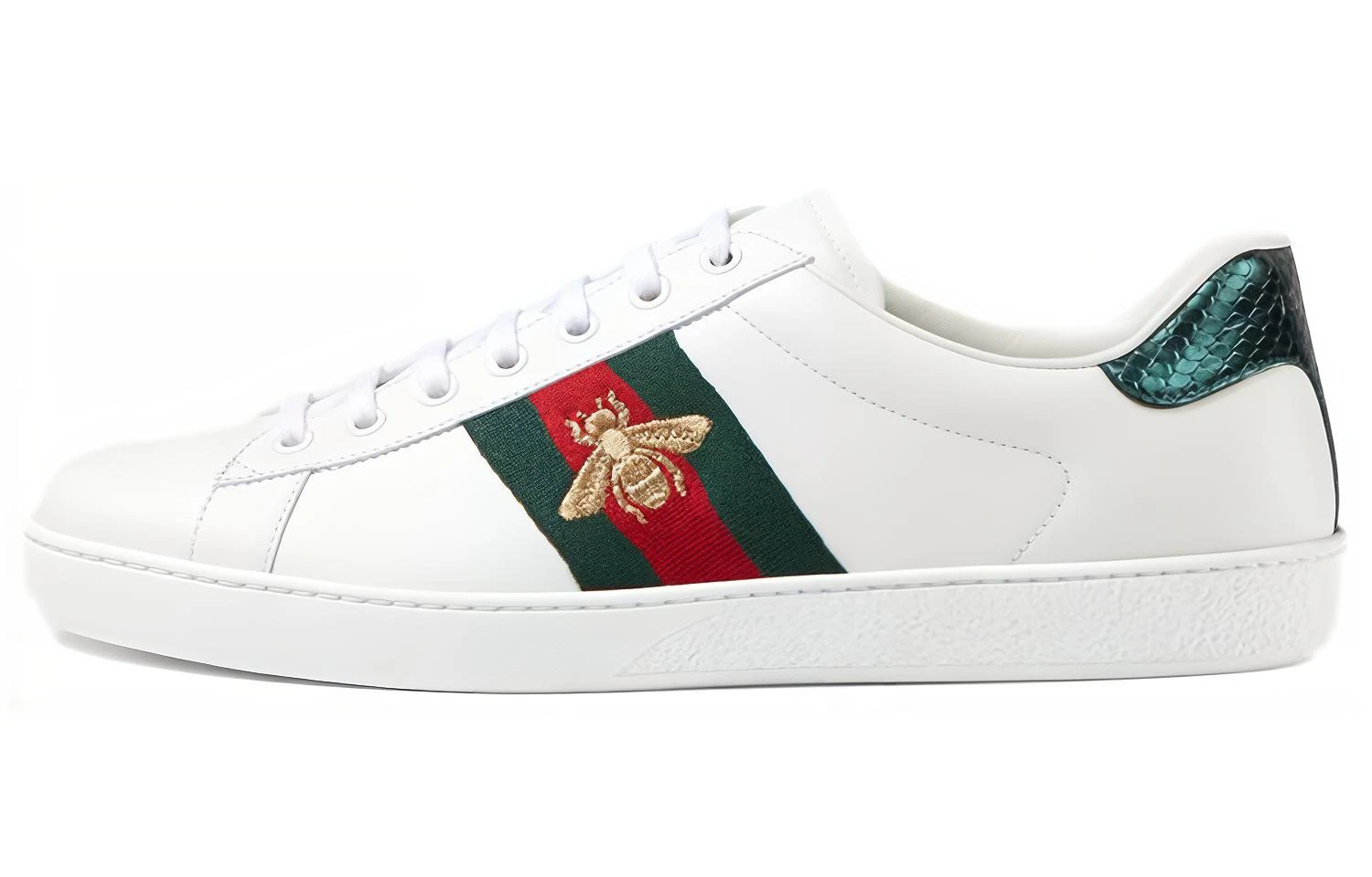 商品[国内直发] Gucci|古驰 ACE 牛皮 时尚板鞋 男款 白绿,价格¥4938,第1张图片
