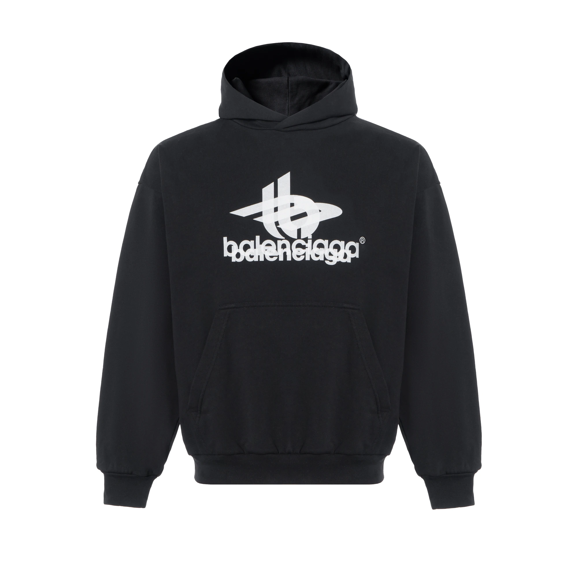 商品[国内直发] Balenciaga|巴黎世家 字母Logo印花连帽直筒卫衣 常规版型 男款 黑色,价格¥3721,第1张图片