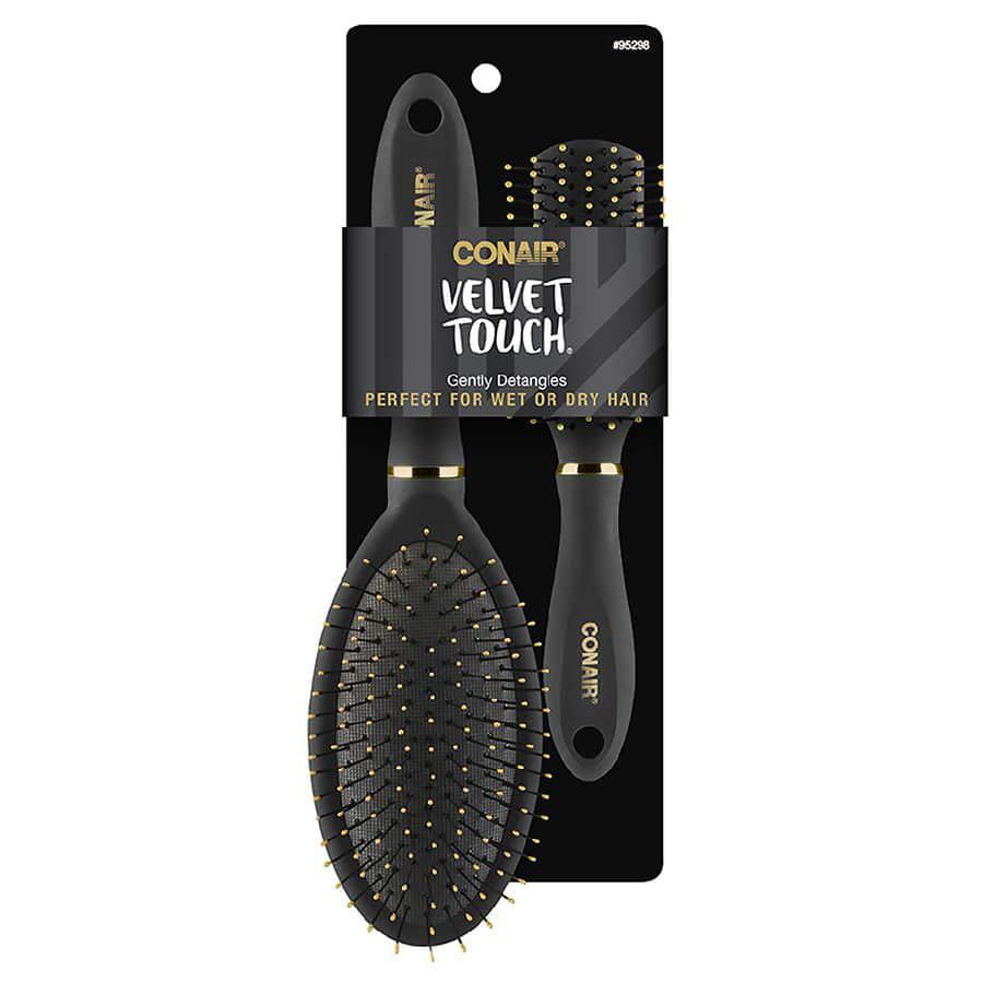 Conair | Velvet Touch Detangling Hairbrush Set  Full Sized Cushion & Mid-Size All-Purpose 46.65元 商品图片