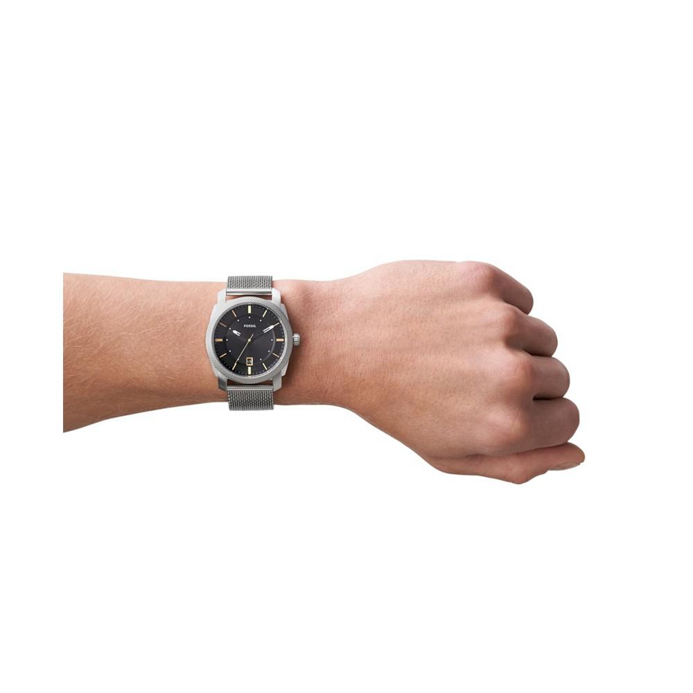 Men's Machine Silver-Tone Stainless Steel Mesh Bracelet Watch 42mm商品第4张图片规格展示