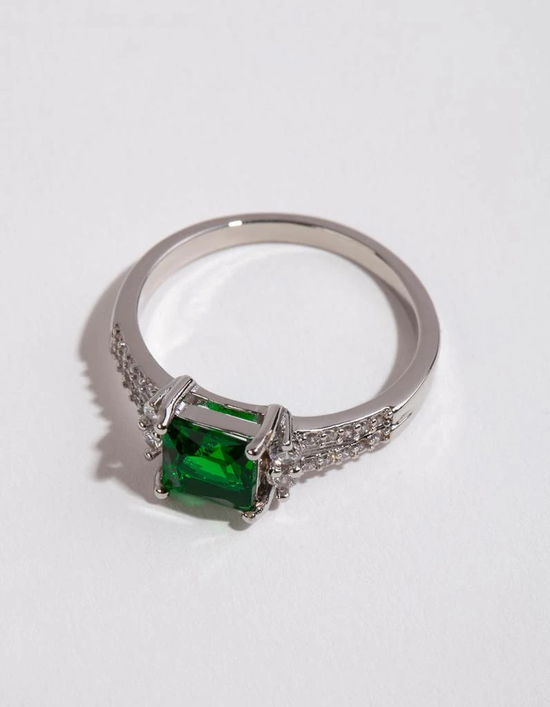 商品Lovisa|Rhodium Square Emerald Cubic Zirconia Ring,价格¥122,第2张图片详细描述