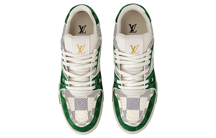 商品[国内直发] Louis Vuitton|Trainer LV 圆头系带 低帮 板鞋 男女同款 白绿色,价格¥12862,第4张图片详细描述